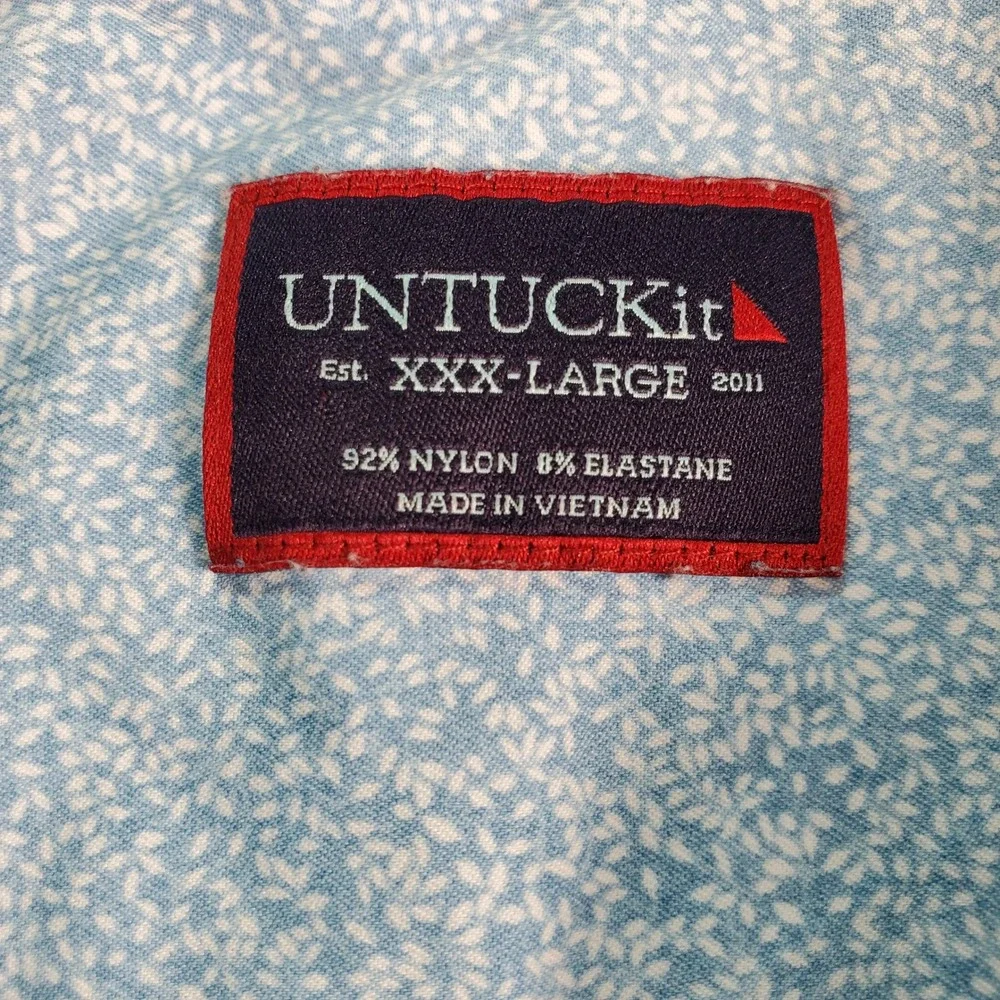 UNTUCKit Mens XXXL Blue White Micro Floral Short Sleeve Performance Shirt 3XL